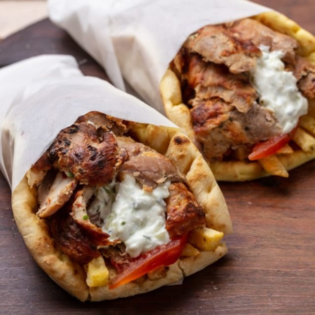 Antoni's Pork Belly Gyro Sandwich Combo.